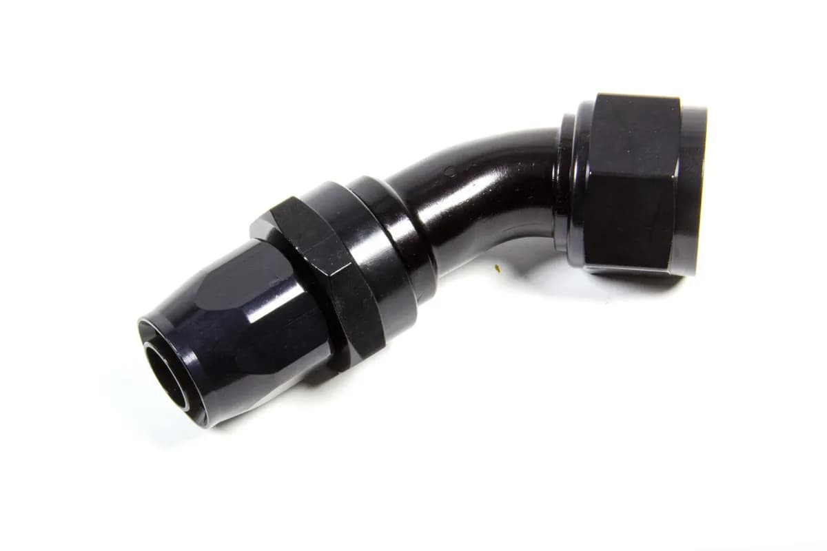 #16 Fem x #12 Hose 45 Deg Reducing Hose End Black