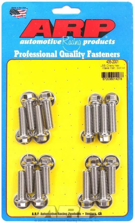 bb Chevy Hex Intake Manifold Bolt Kit Stainless Steel