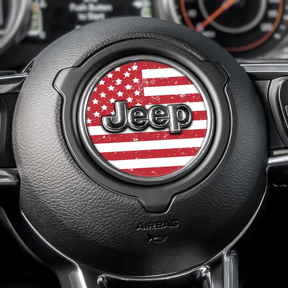 Distressed White & Red Steering Wheel Decal