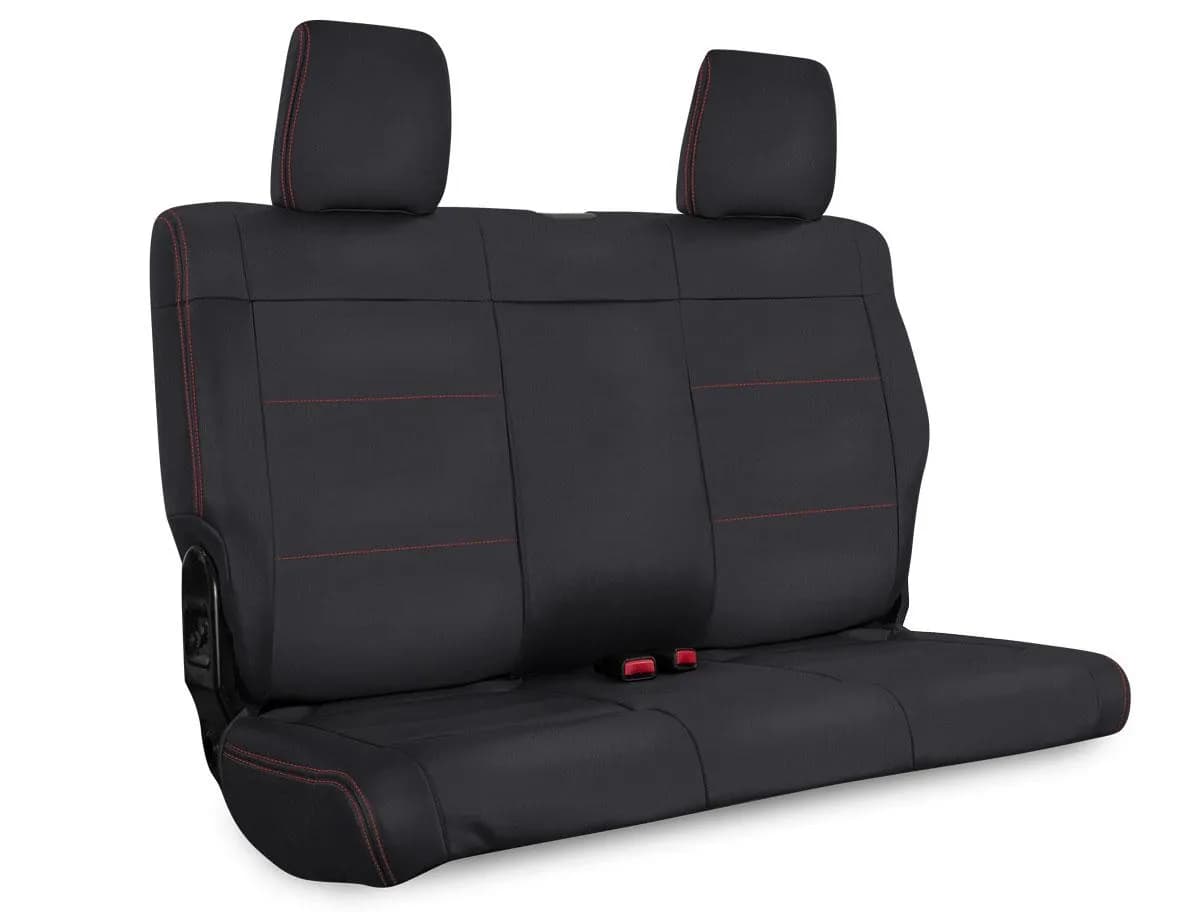 Rear Seat Cover for 08-10 Jeep Wrangler JKU 4 Door Black with Red Stitching PRP Seats