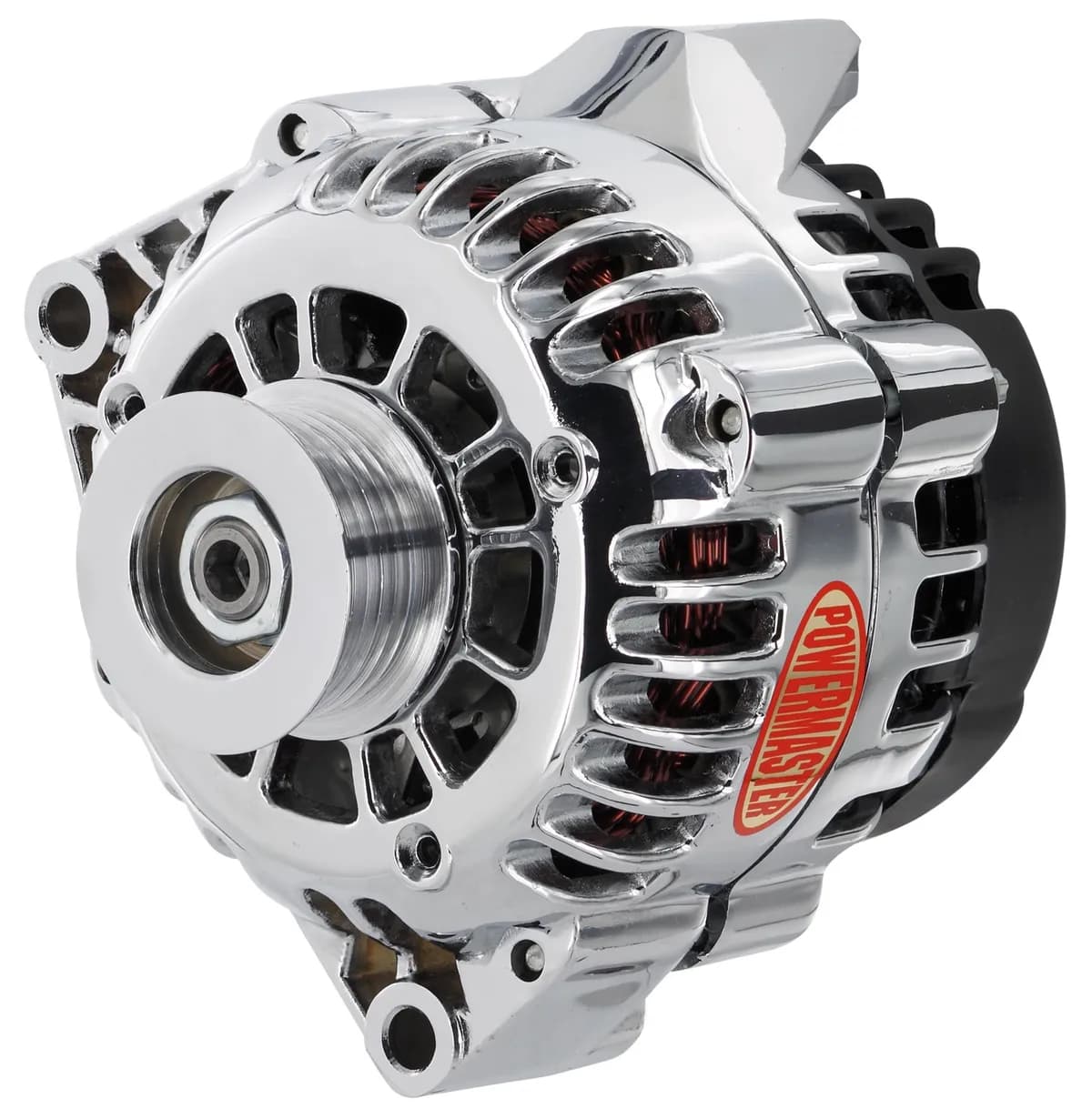 Alternator; CS130D; Rear Battery Post; 165 Amp; 100 Idle; 6 Groove Pulley; PLFS Voltage Regulator; OE Only; Chrome;