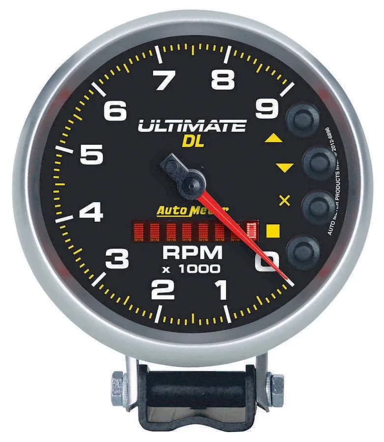 Gauge, Tach, 5", 9k RPM, Pedestal, Datalogging, Ultimate DL Playback, Black