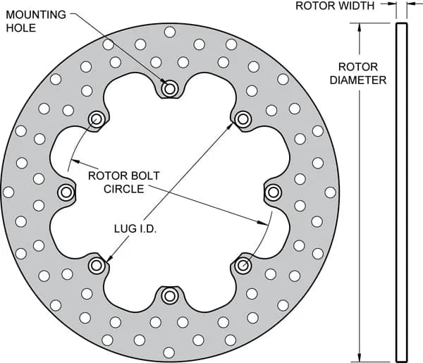 Wilwood Rotor-SuperAlloy-Rear Drag-Drilled 11.44 x .350 - Dynamic Snap Ring Mnt