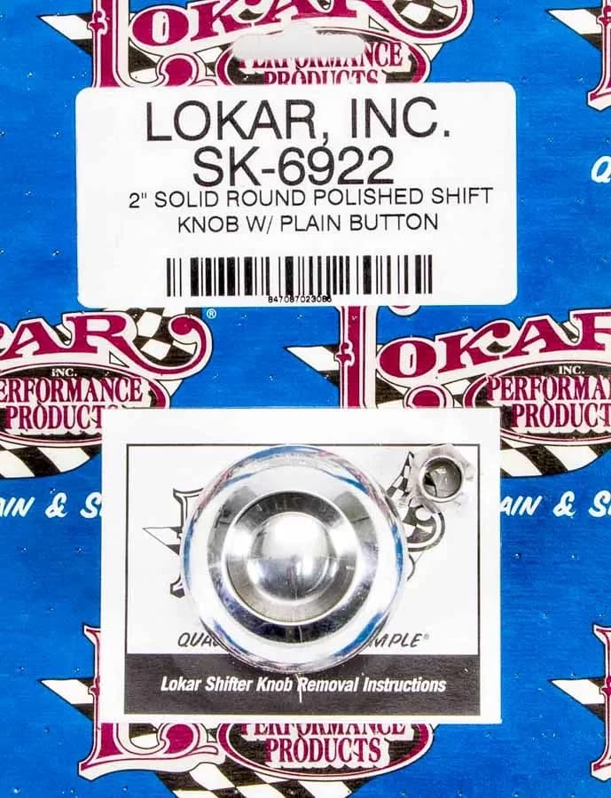 Auto Transmission Shifter Knob; For Lokar Shifters Only; 2 in.; Plain Push Button; Round; Polished Finish;
