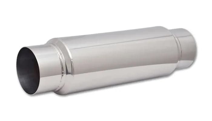 Large Diameter Bottle Style Resonator; 4 in. Inlet/Outlet ID; 5 in. Body OD; 18 in. Overall Length; 14 in. Body Length;