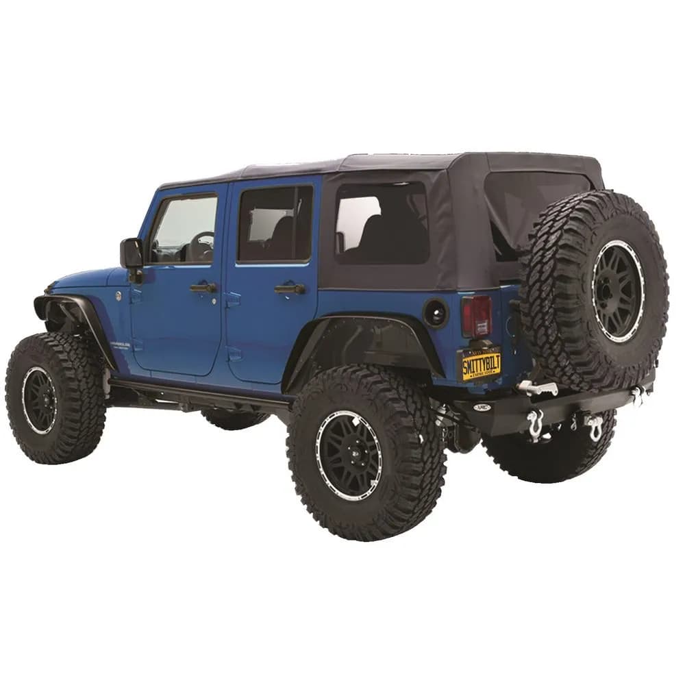 0709 Wrangler JK 4DR Replacement Soft Top W/Tinted Windows & no Upper Doors; Black Diamond