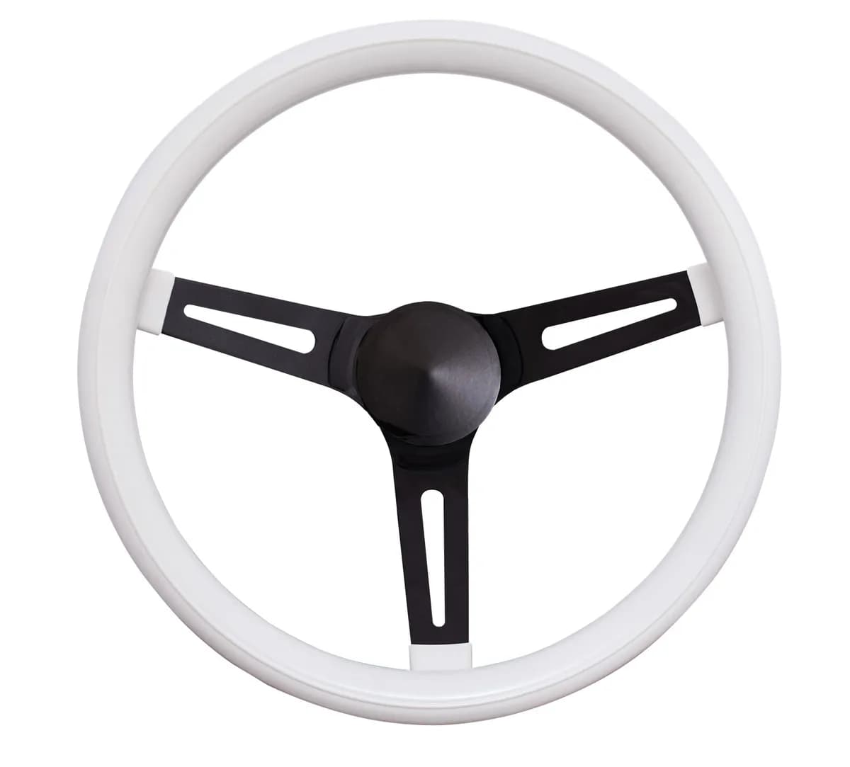 Classic Series Chrome Slotted Wheel; 13.5 in. Diameter; White Grip; 3-Spoke Design; Chrome Spokes;