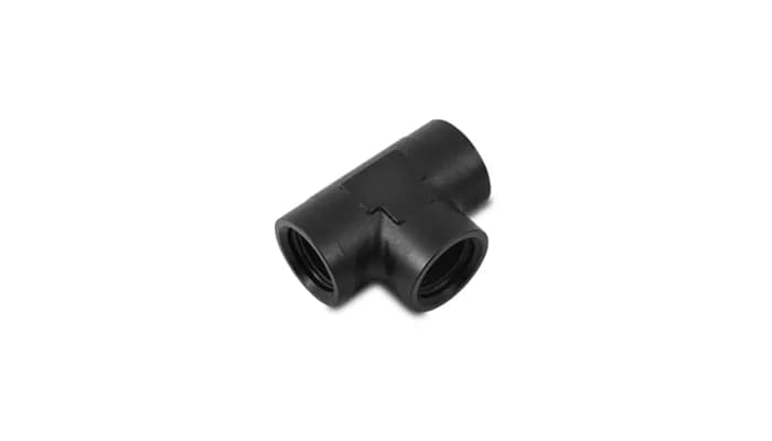 ORB Tee Adapter Fitting; -6N; 6061 Aluminum; Black Anodized; Female;