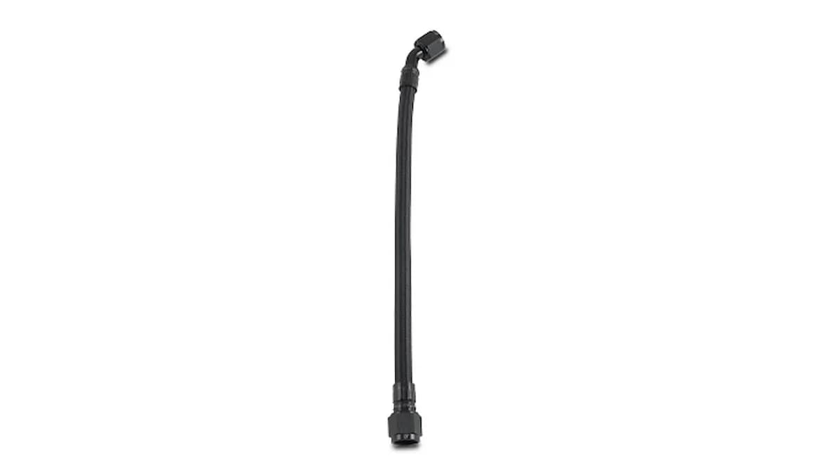 Pre Assembled Hose Assembly; -8AN; 18 in. Hose Length; Straight/45 Degrees Hose End Style; 18 in. PTFE w/8AN Female Fittings Straight/45 Degrees;