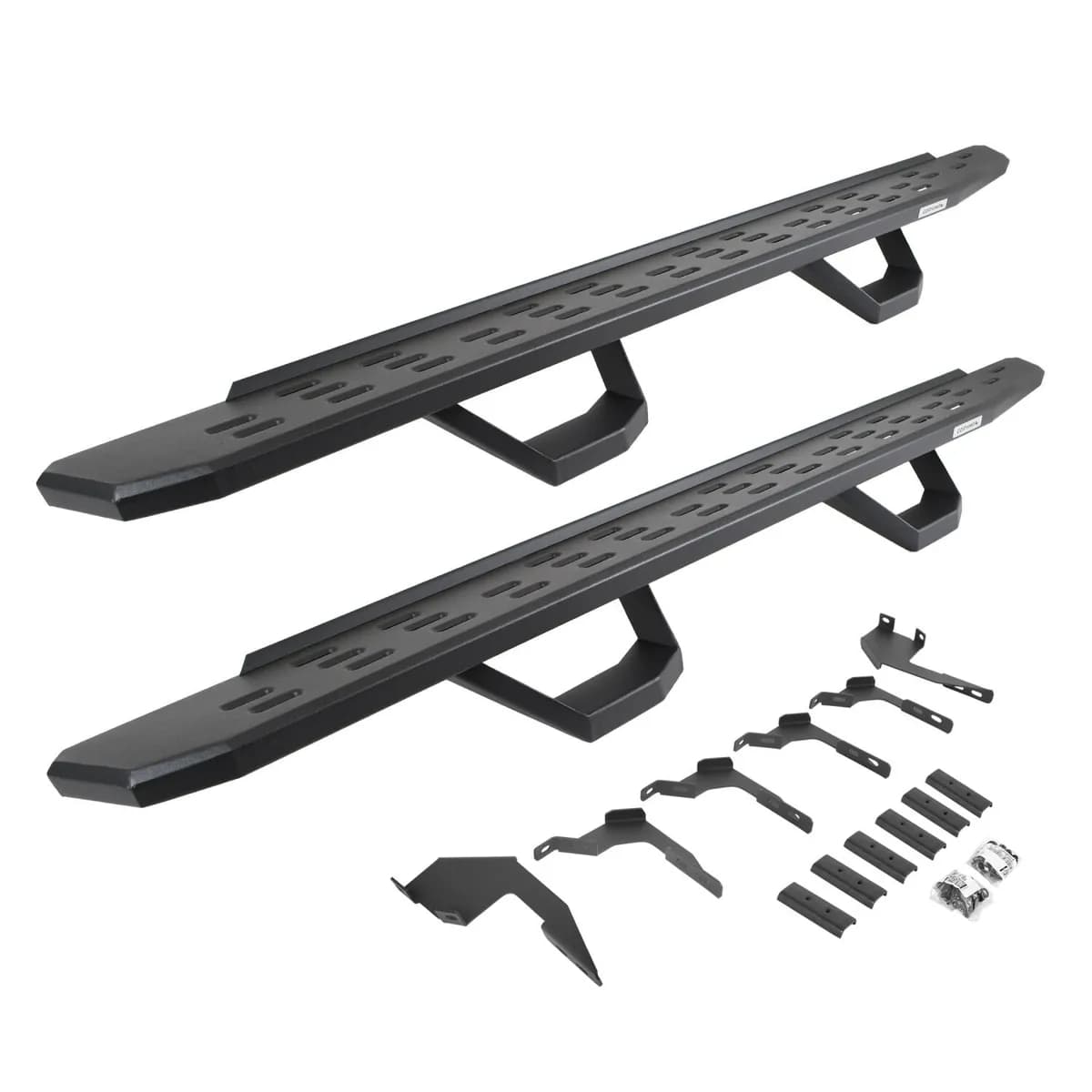 Go Rhino 6963688020PC - RB30 Running Boards with Mounting Brackets & 2 Pairs of Drops Steps Kit - Textured Black