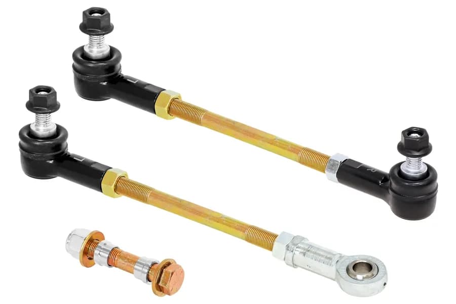 Adjustable Sway Bar End Link Kit for JL/JT Front (8 1/2 Inch Long Rods w/ Sealed Rod Ends and Jam Nuts pair) RockJock 4X4
