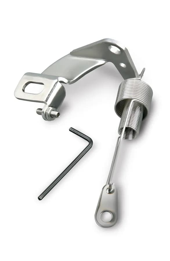 Carburetor Bracket And Return Springs; Fits w/Holley/Edelbrock/AFB/Quadrajet/Demon/In Line Dual Quads; Incl. Tension Screw; Stainless Steel Finish;