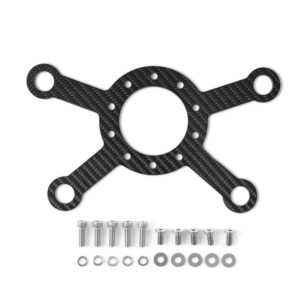 Steering Wheel Switch Plate; 4 Hole; For Use w/3mm Steering Wheel; Low Gloss; Carbon Fiber;
