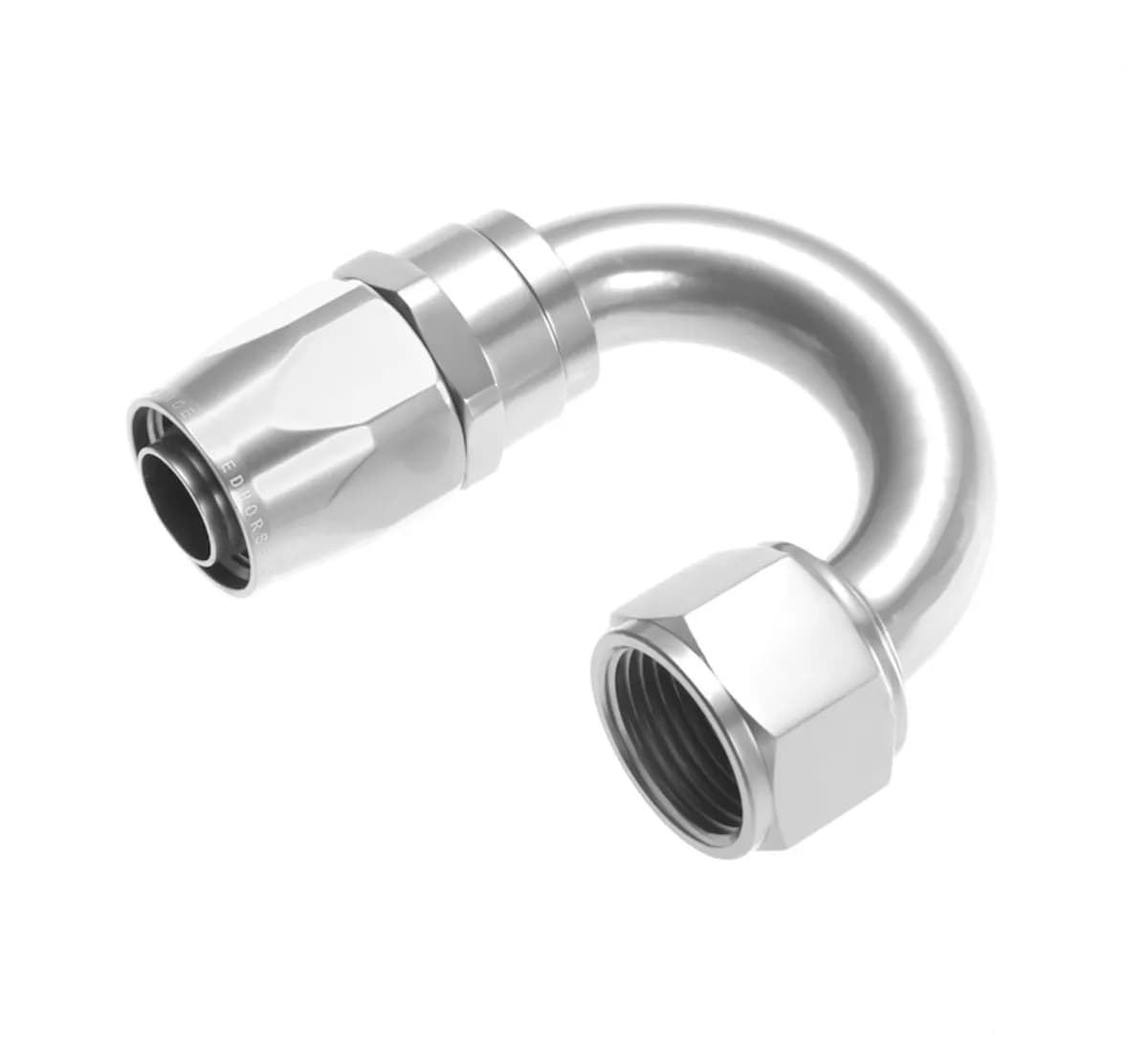 06 180 Degree Female Aluminum Hose End Clear