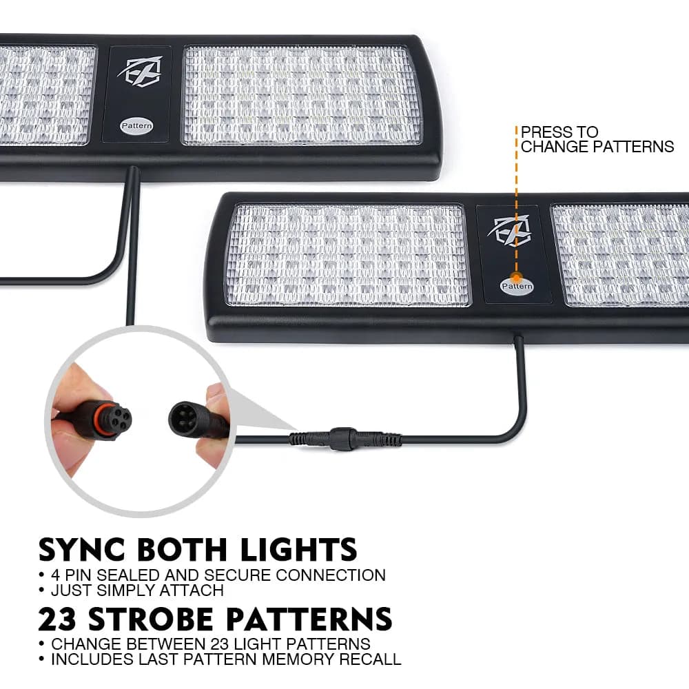 Xprite Dual Windshield Sun Visor Strobe Lights – LED Emergency Warning Light Bar | Agent Series