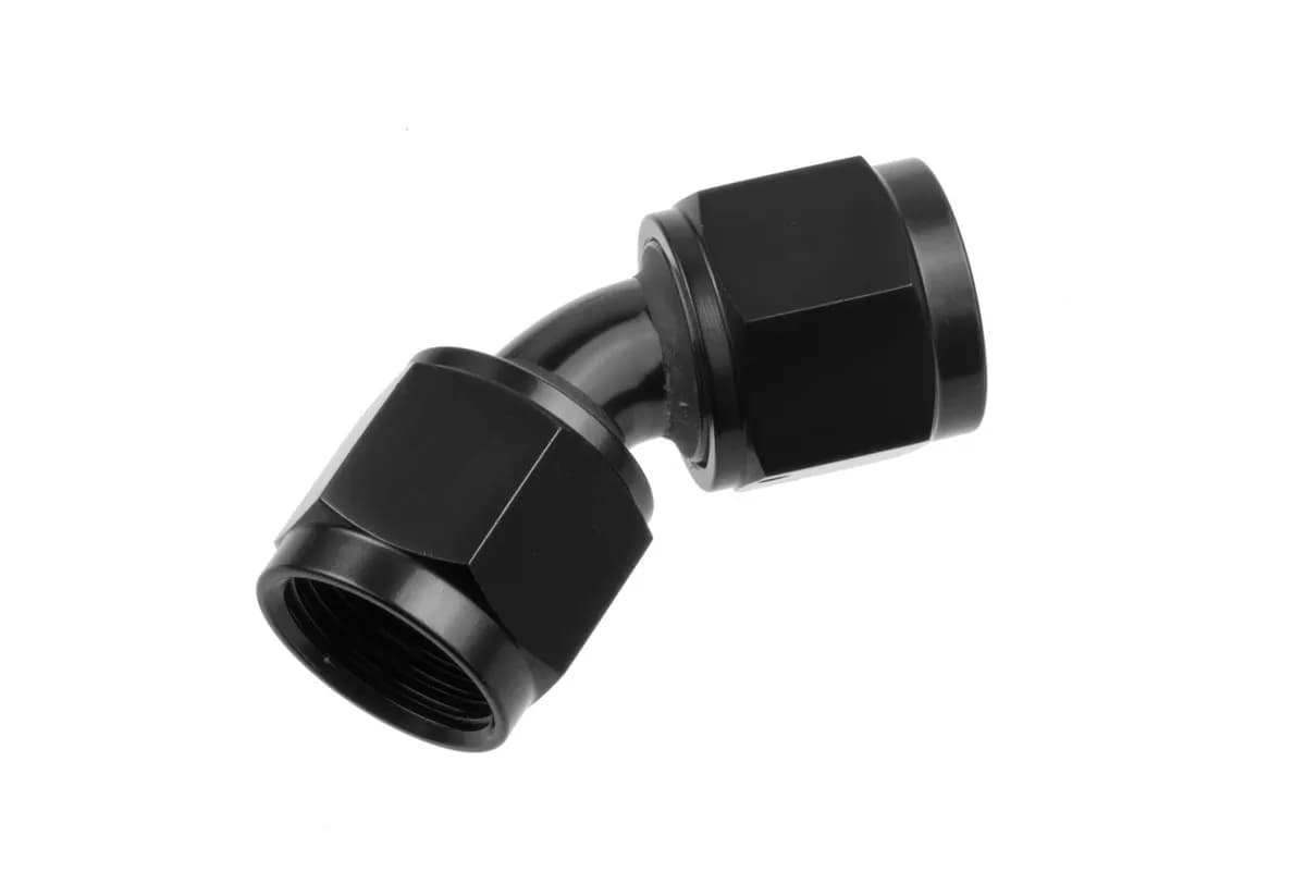 10 Female to Female An/Jic Flare Swivel Coupling 45 Deg Black