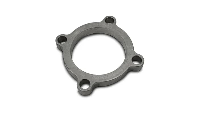 Discharge Flange; 89.7MM Bolt Circle; 10.32MM BHID; 0.5 in. Thickness; 2.5 in. ID; 63.5MM Port ID; For GT30/GT35; Mild Steel; 4 Bolt;