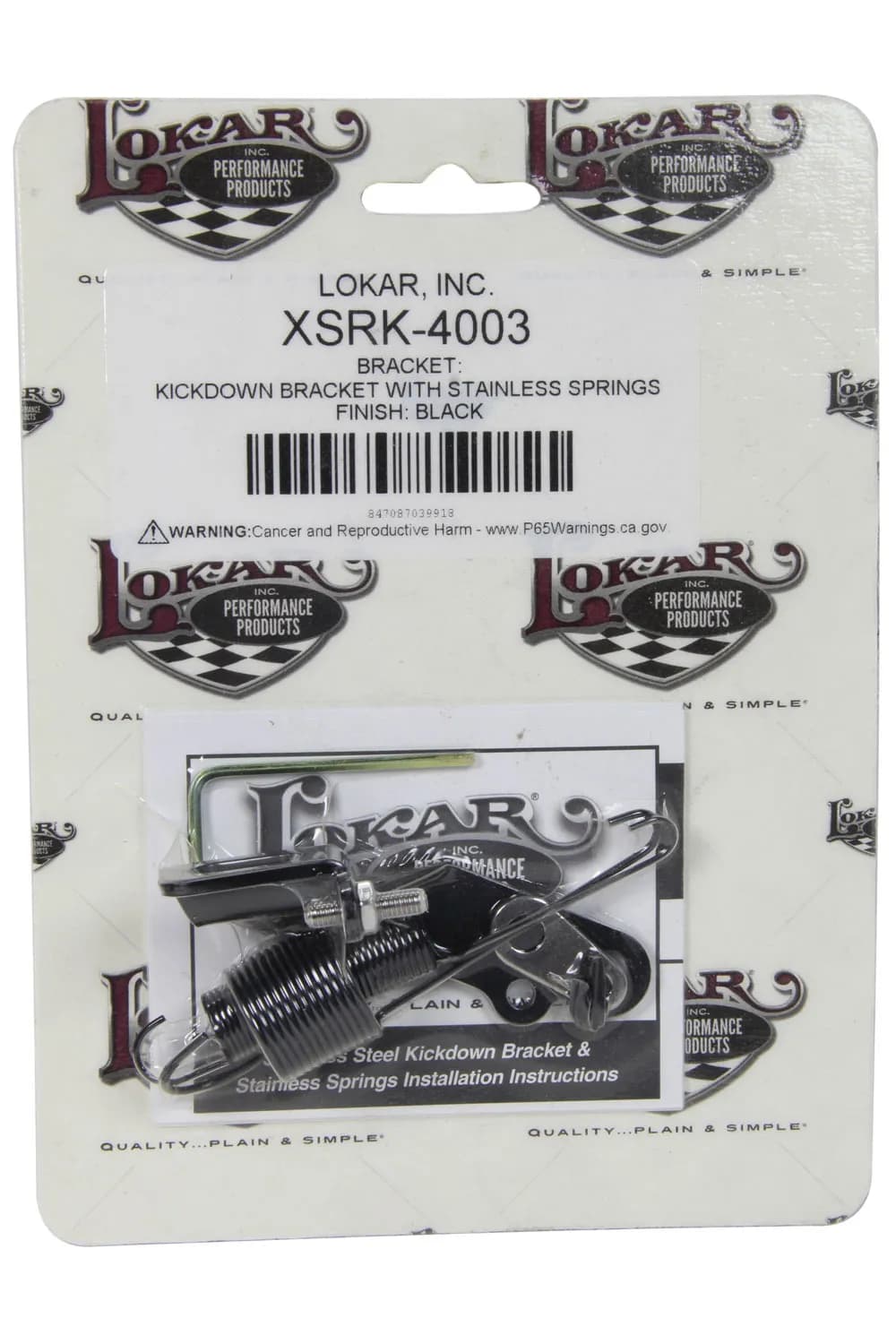 Kickdown Bracket; Fits Holley/Edelbrock/AFB/Quadrajet/;Incl. Return Springs/Tension Set Screw; Stainless Steel; Black Finish;