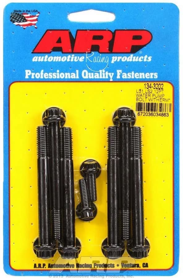 Ls1/Ls2 12pt Bolt Head Black Oxide Water Pump Bolts W/Thermostat Housing Bolts Kit