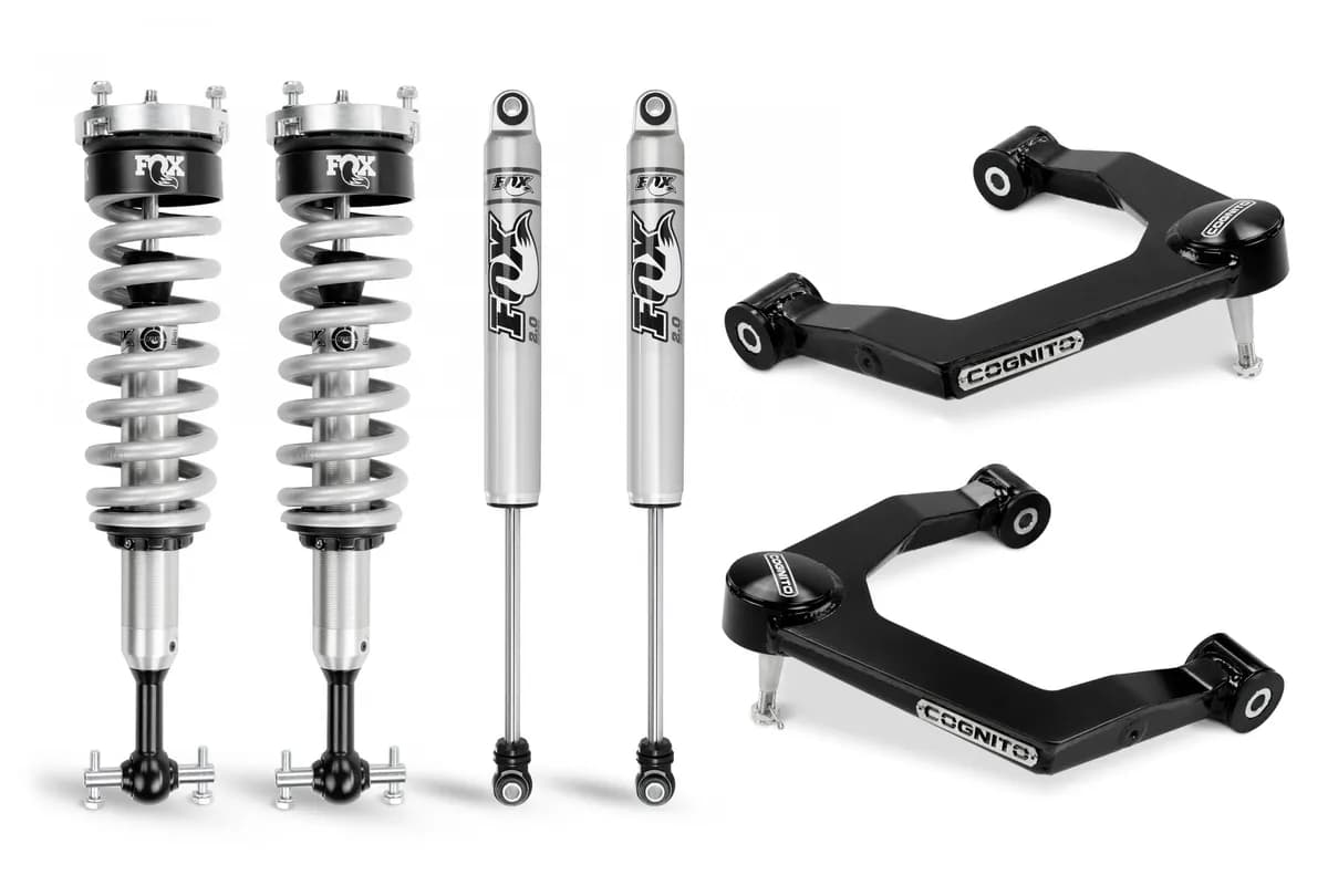 Cognito 3-Inch Performance Ball Joint Leveling Kit With Fox PS Coilover 2.0 IFP Shocks for 2019-2024 Silverado/Sierra 1500 2WD/4WD