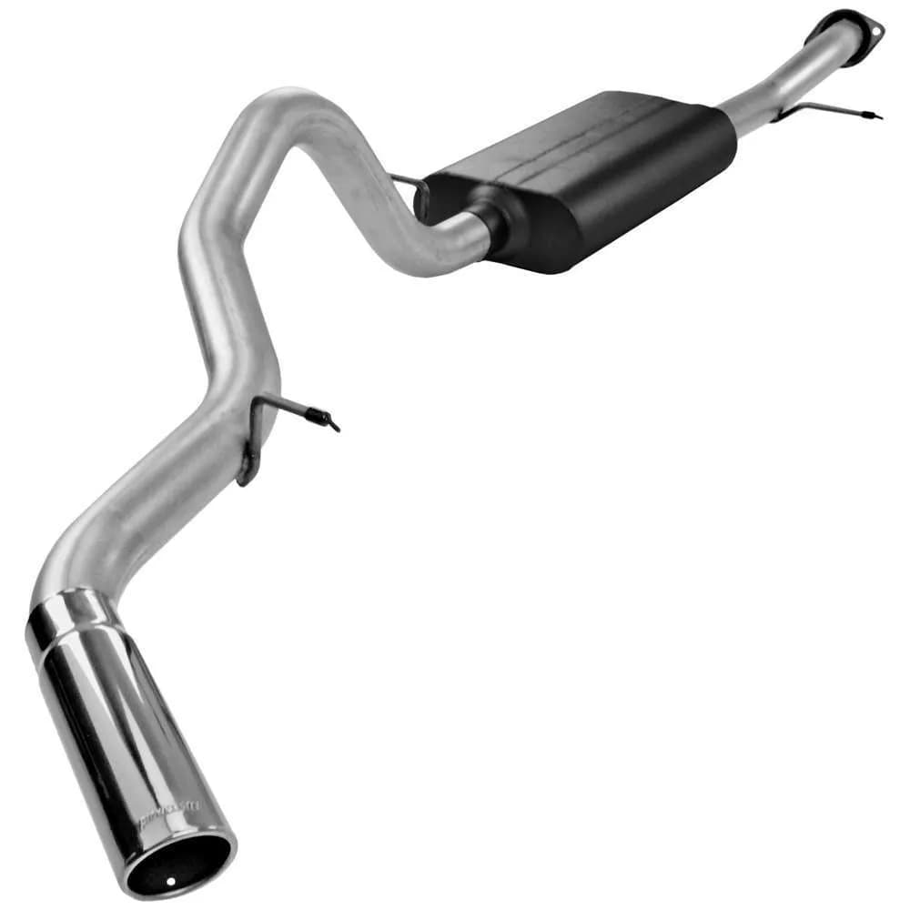 00-06 Chev. / GMC Tahoe / Yukon 4.8L / 5.3L 2/4 Wheel Drive 3.00in Outlet 50 Series Big Block Muffler 3.50in Logo Embossed Stainless Tip Force II SOS Mandrel Bent Tubing 16 Gauge Aluminized Steel