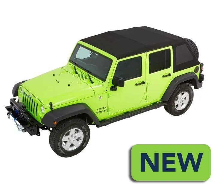 Jeep Wrangler Trektop Glide Slantback Soft Tops For Jeep 2007-2018 Wrangler JK 4 Door Black Diamond Bestop
