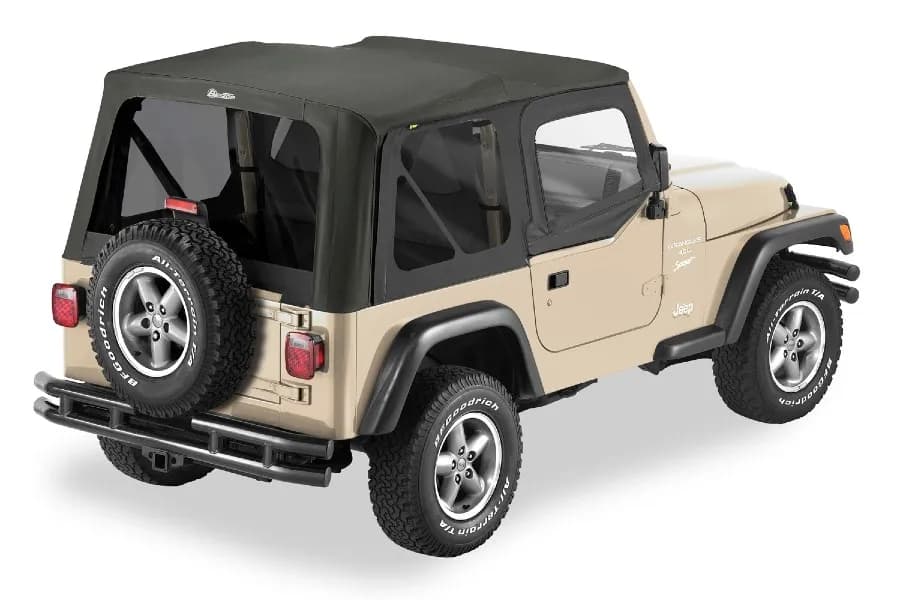 Replace-A-Top for OEM Hardware For Jeep 1997-2002 Wrangler TJ Tinted Black Sailcloth Upper Door Skins Included Bestop