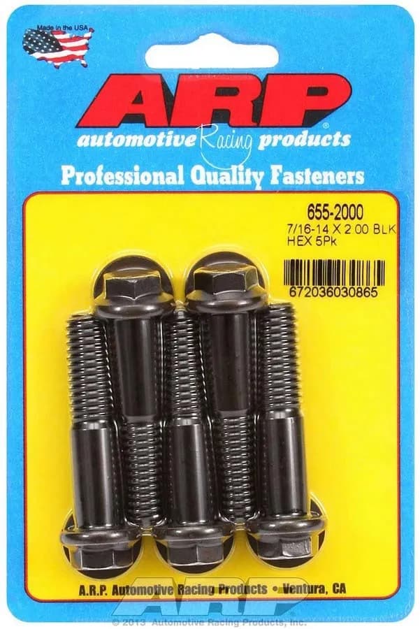7/1614 x 2.000 Hex 1/2 Wrenching Black Oxide Bolts