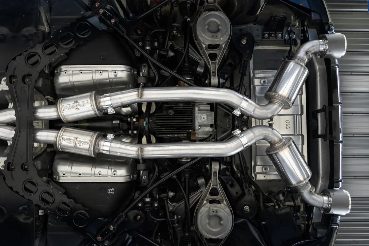 Armor Pro Cat Back Exhaust System; 3 in.; Incl. Front Pipe/X Pipe/Tailpipes/Mufflers/Hardware/5 in. OD Tips; Dual Rear Exit; 304 Stainless Steel;