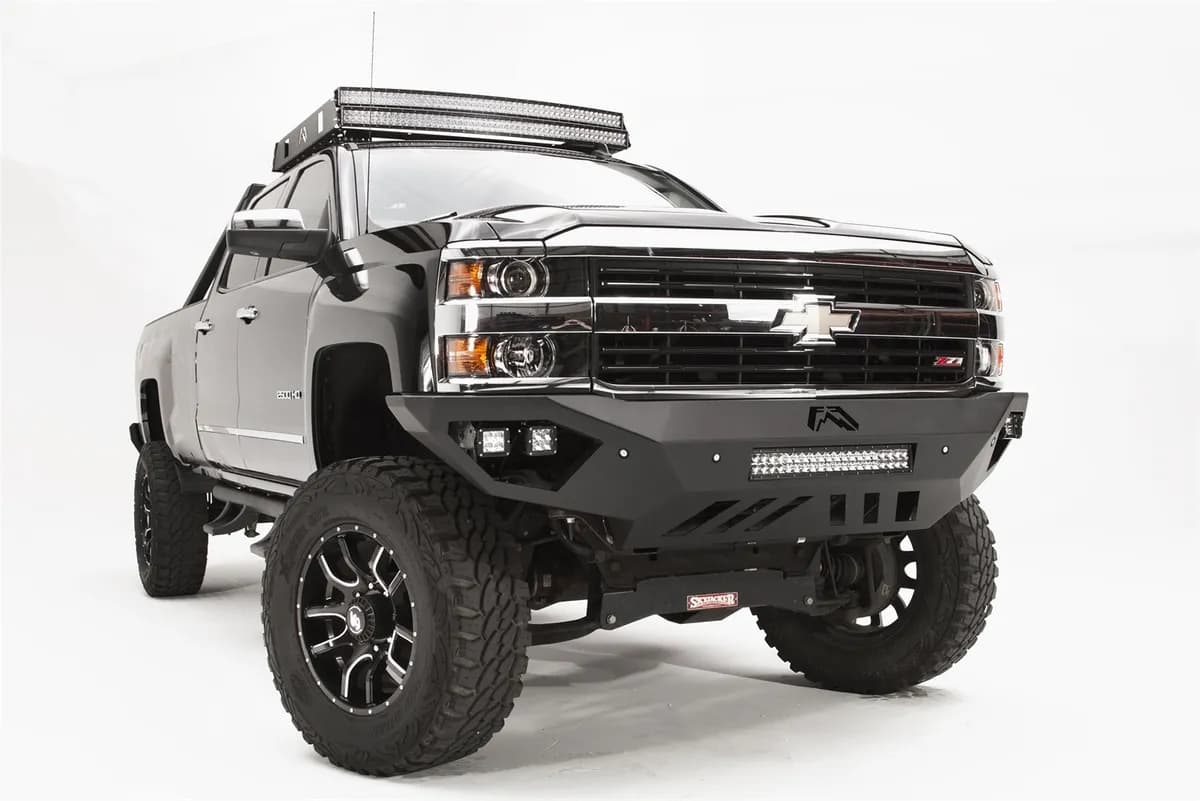 Vengeance Front Bumper; 2 Stage Black Powder Coated; Sensor Bumper; No Guard;