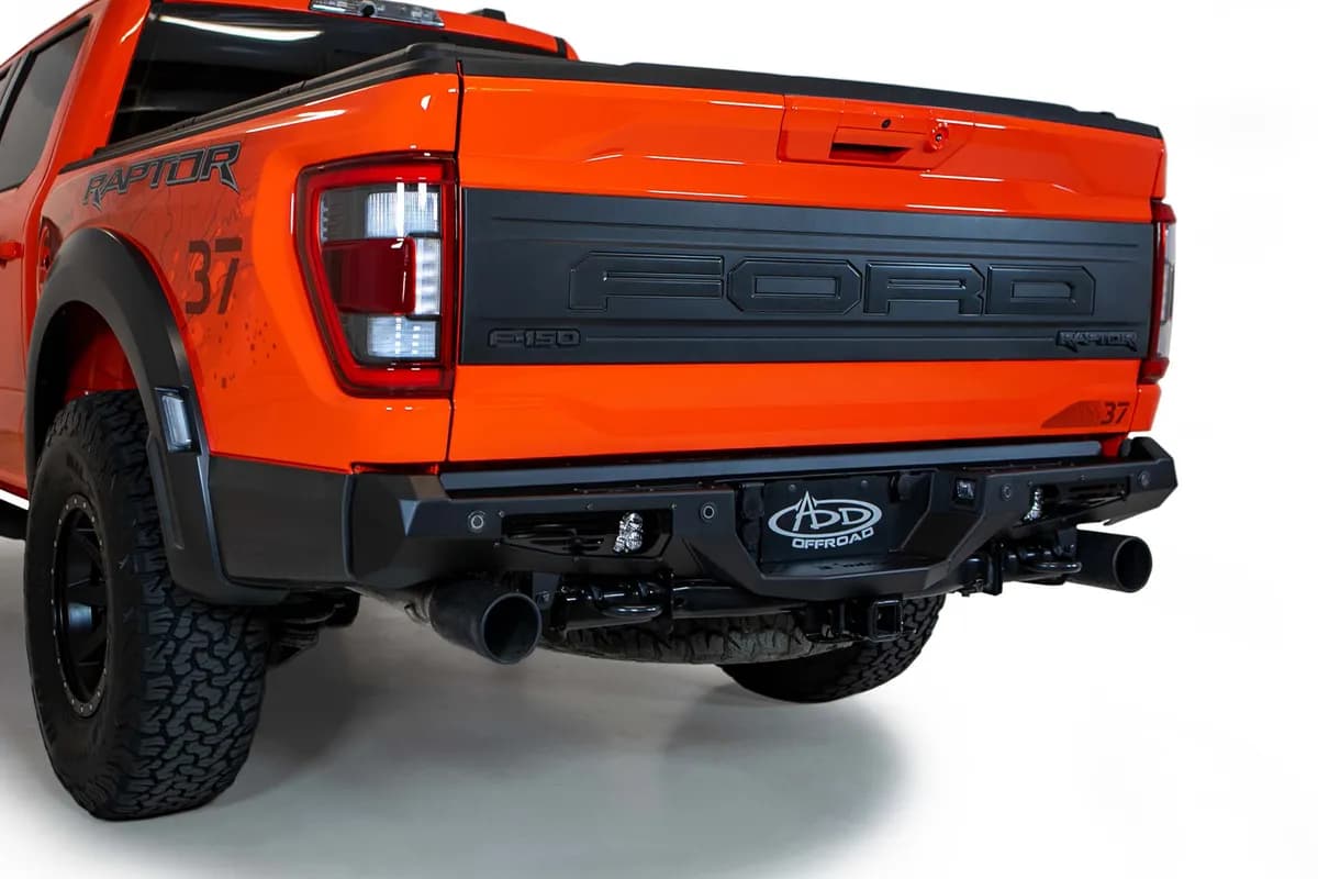 21c F150 Raptor Bomber Rear Bumper Black (Mounts For 2 Cube Lights) Sensor Cutouts
