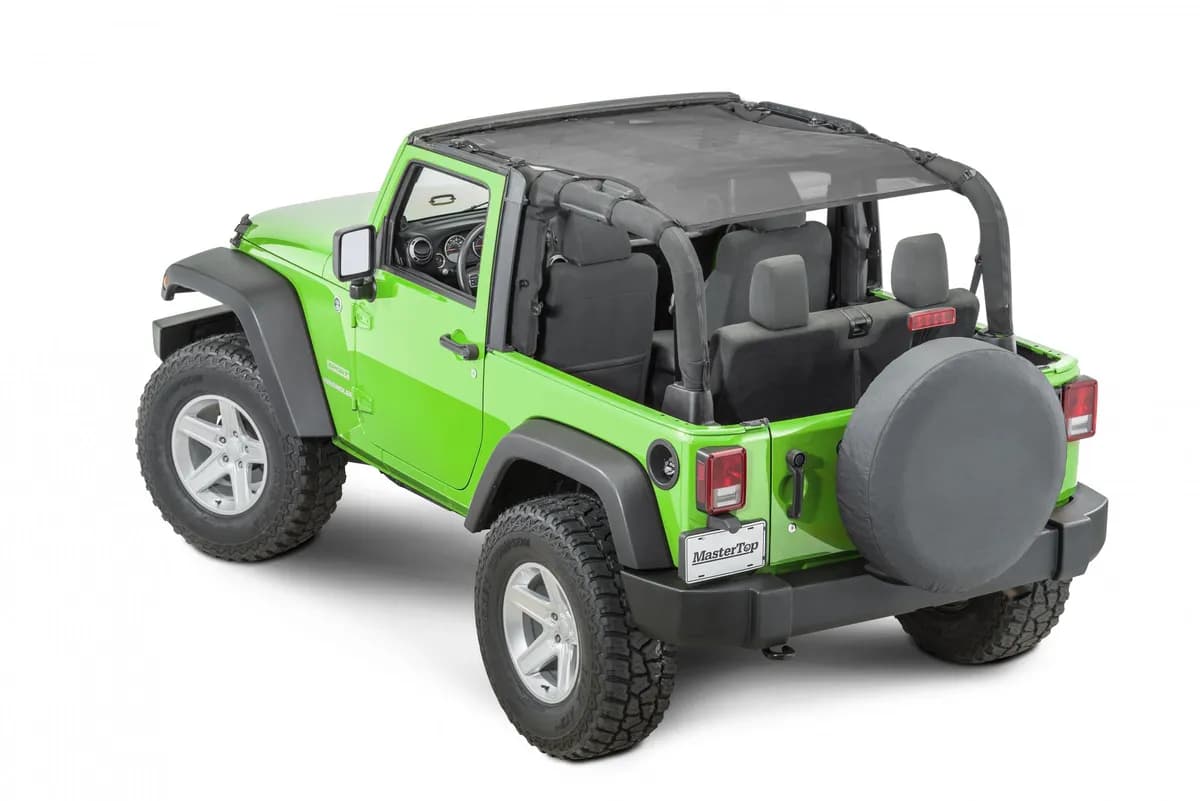 Jeep JK Mesh Bimini Top ShadeMaker Plus For 07-18 Wrangler JK 2 Door Black MasterTop