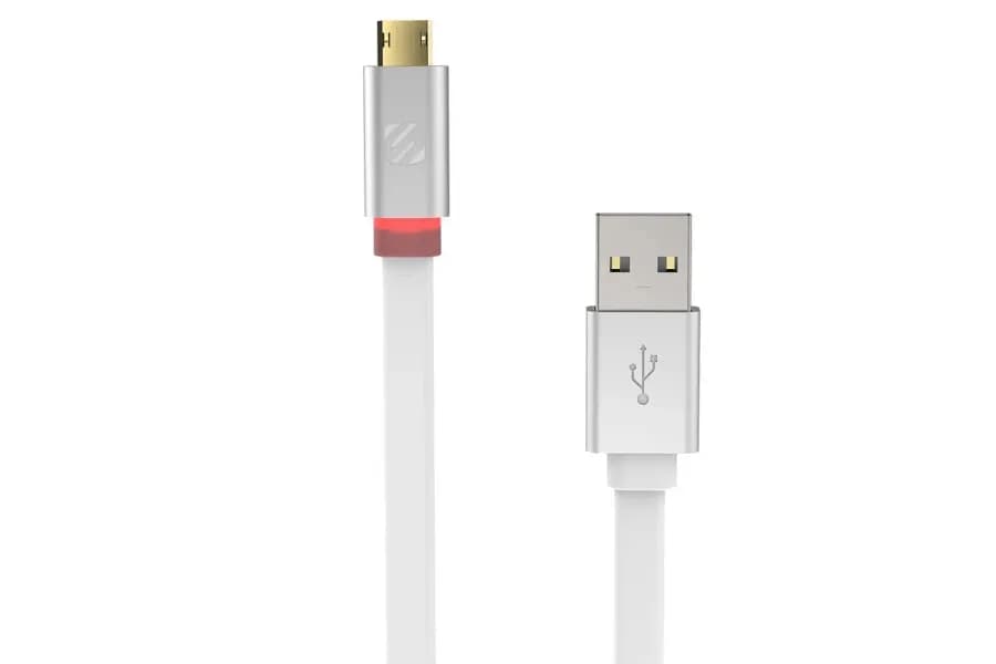 Scosche Reversible MicroUSB Charging Cable w/ LED - White