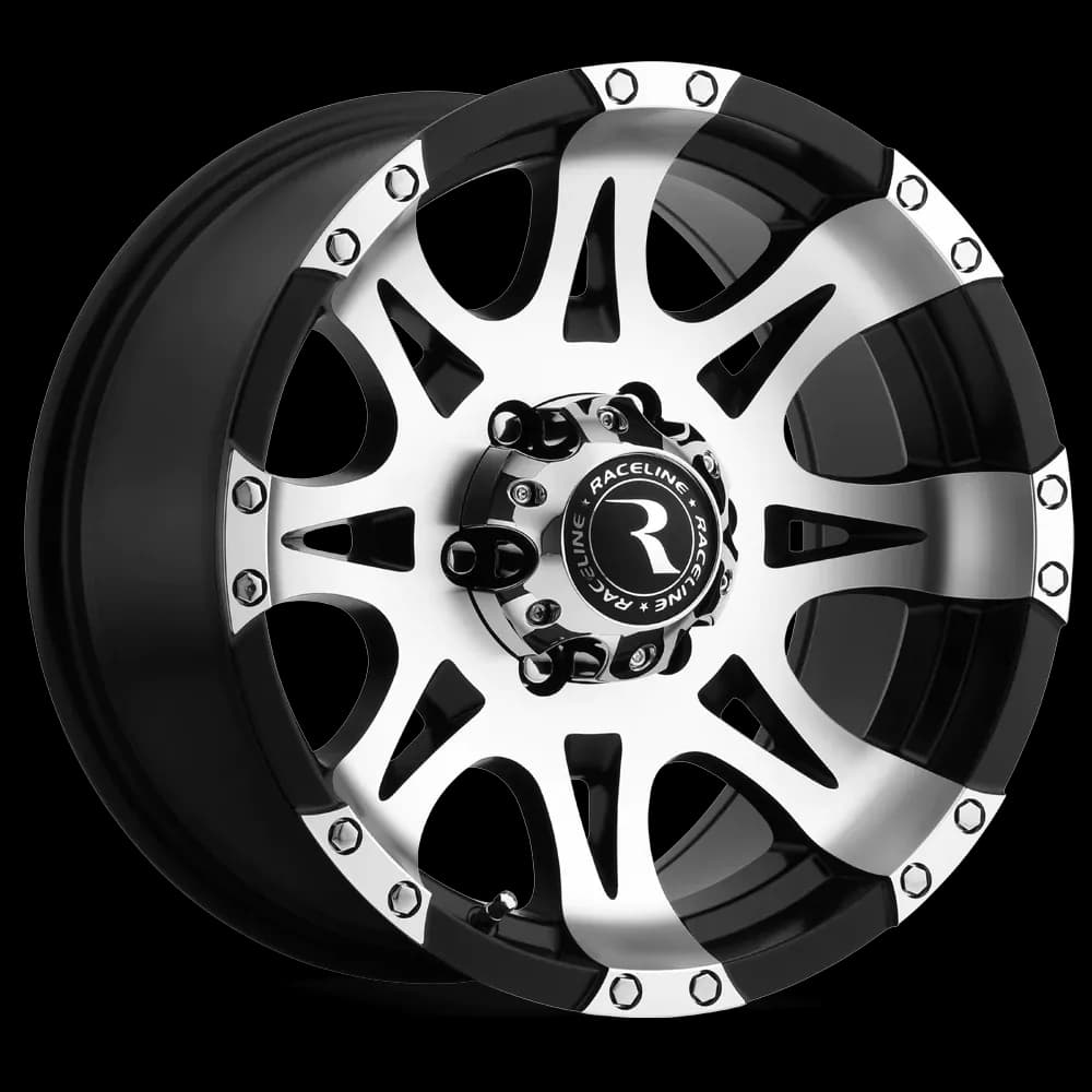 Aluminum Wheels 18x9 Raptor 982 Machined Face Black 25 Offset 6 on 135 Bolt Pattern 87 Bore Raceline