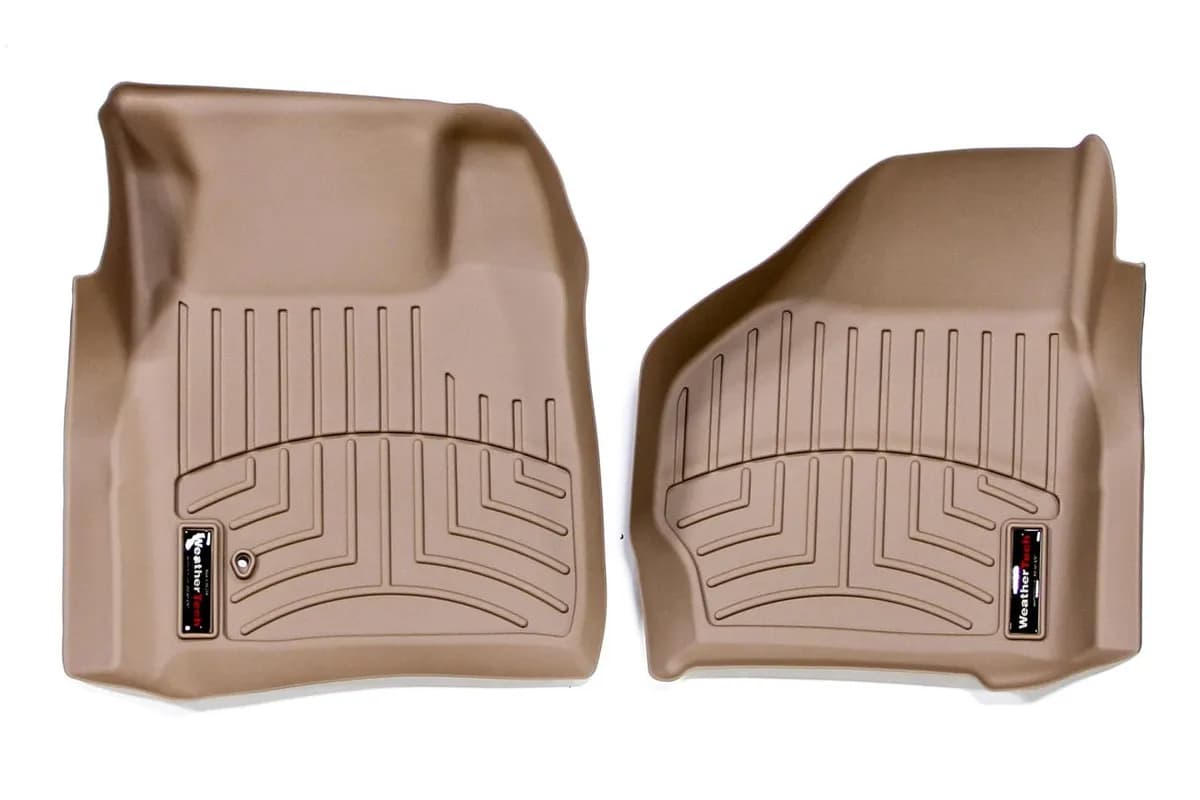 2000 - 2005 Excursion Tan Front FloorLiner / 2000 - 2007 Ford F350 Super Duty Super Cab Tan Front FloorLiner No fit: 4x4 manual Xfer case / 2000 - 2007 Ford F250 Super Duty Super Cab Tan Front FloorLiner No fit: 4x4 manual Xfer case