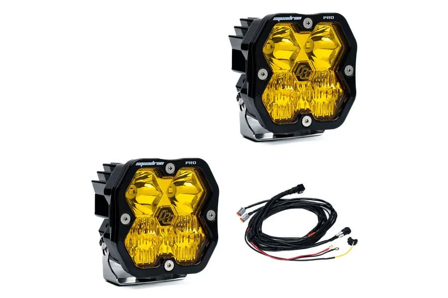 Squadron 2.0 Pro Black LED Auxiliary Light Pod Pair Universal Baja Amber Driving/Combo Baja Designs