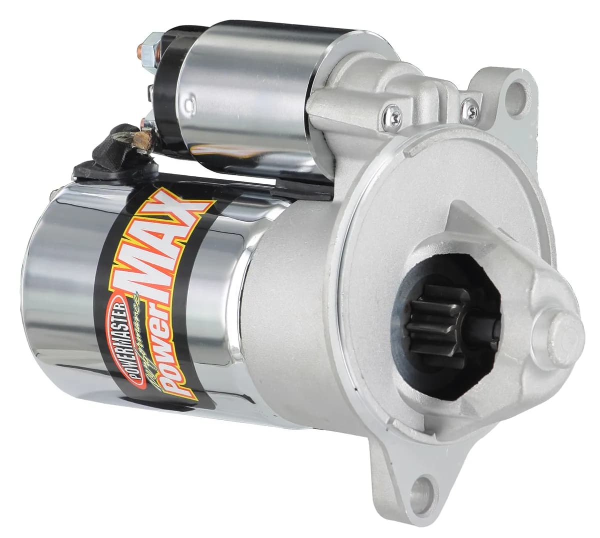 PowerMax Starter; Chrome; 157 Tooth Flywheel; 160 ft./lb. Torque; 4.25:1 Gear Reduction; 3/4in. Offset; Rated 1.4 kw;