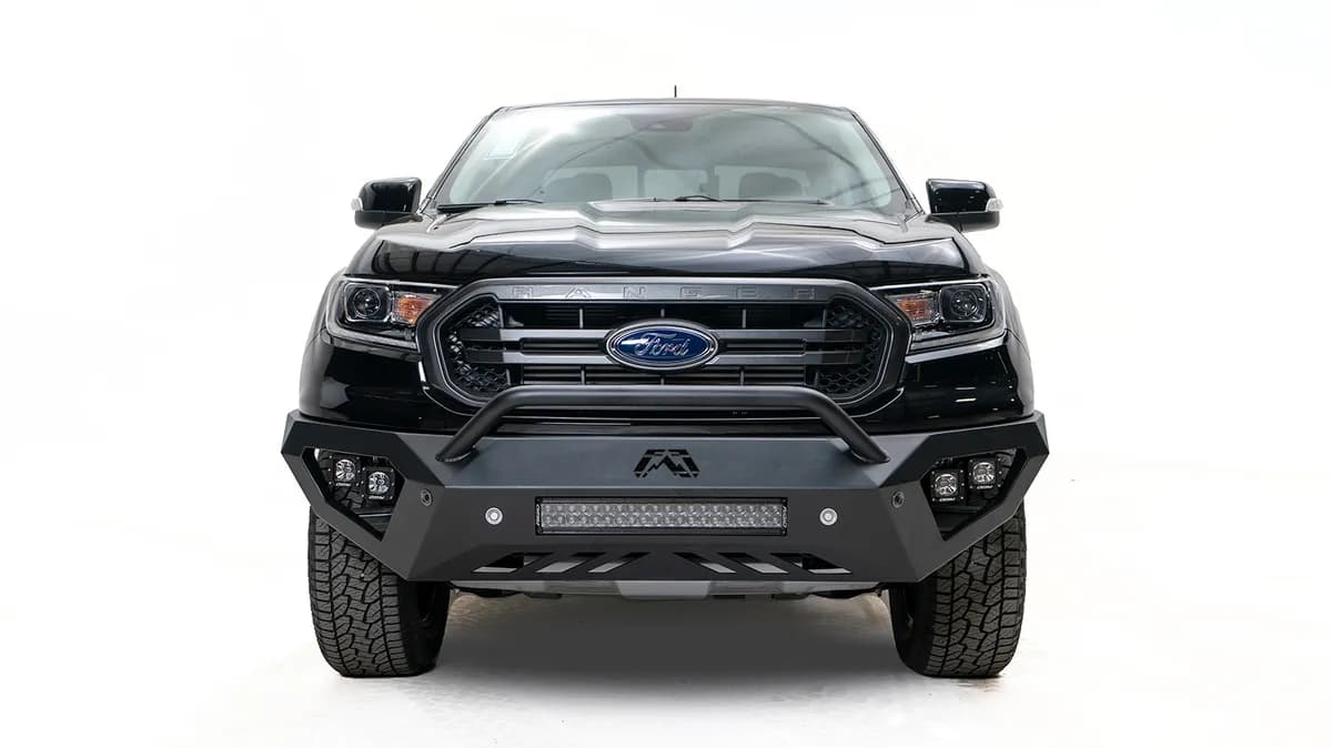 17-22 F250 F350 Fab Fours Black Steel Front Bumper w Pre-Runner Guard