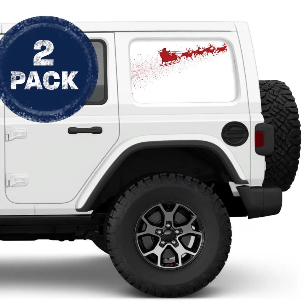 Santas Sleigh Side Windows Printed Vinyl Decal