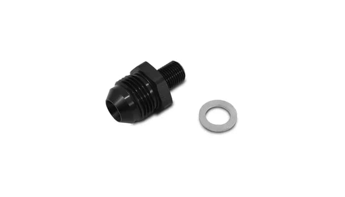 Straight AN to Metric Adapter Fitting; -4AN; M12x1.0 Metric Size; 6061 Aluminum; Black Anodized;