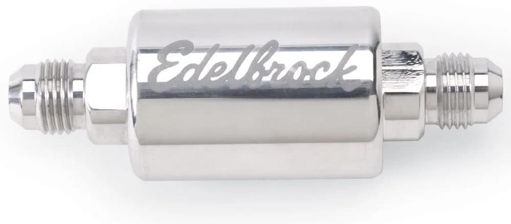 Edelbrock 8129 High Flow Billet Aluminum Fuel Filter in Polished Finish