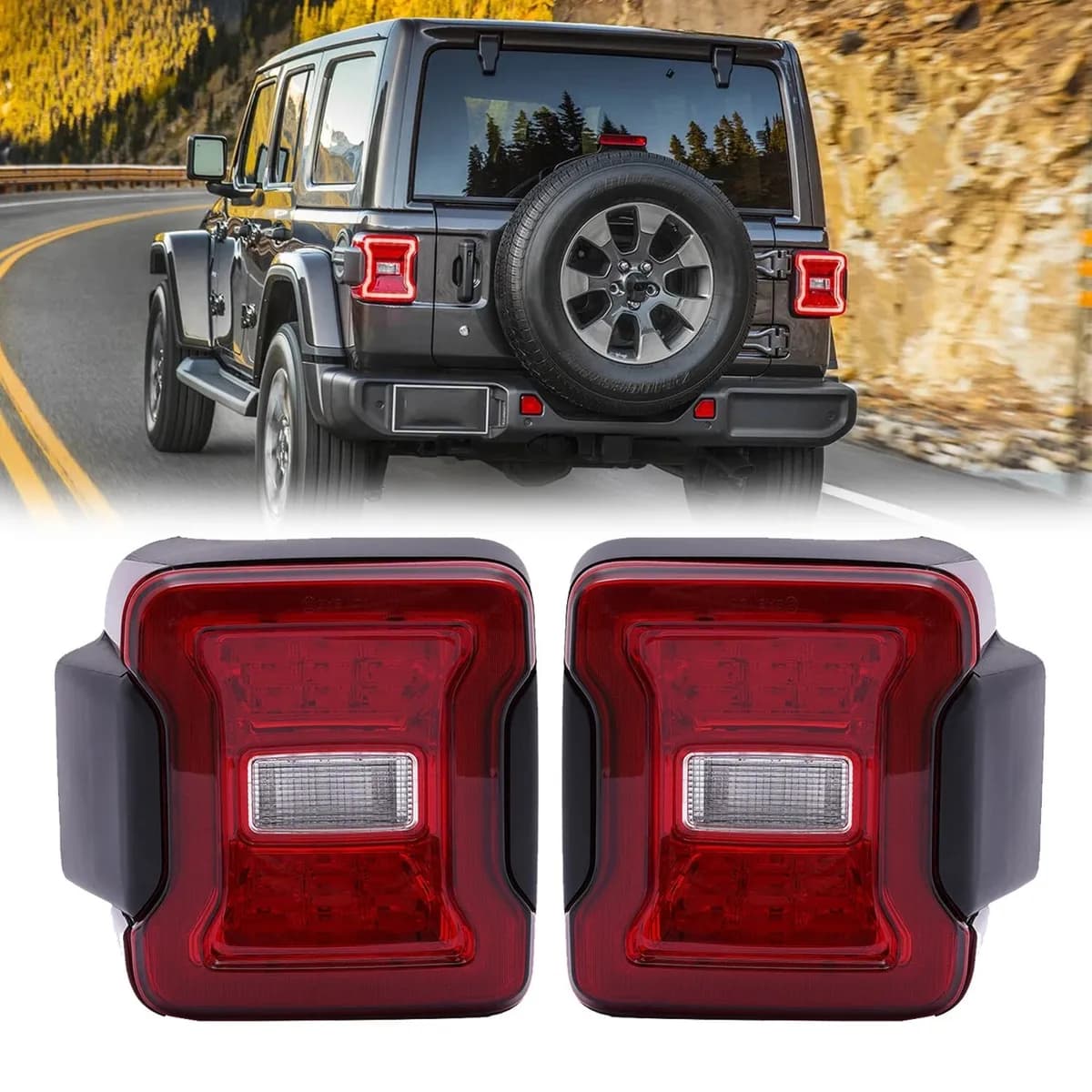 Red Lens LED Tail Lights For 18+ Jeep Wrangler JL