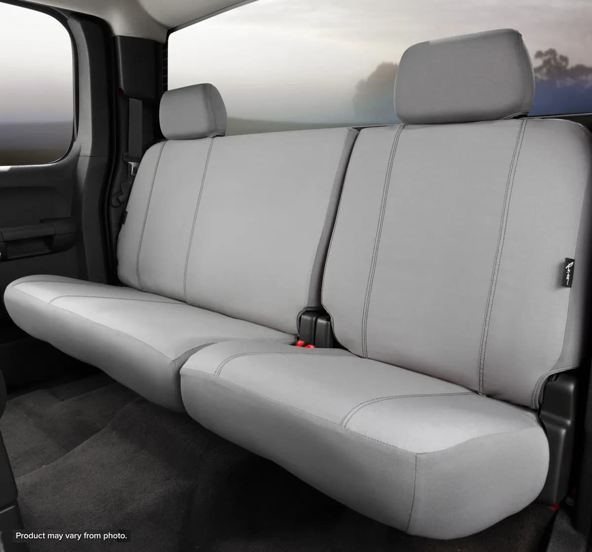 Seat Protector™ Custom Seat Cover; Poly-Cotton; Gray; Split Seat 40/60; Adjustable Headrests; Center Seat Belt; Fold Flat Backrest;