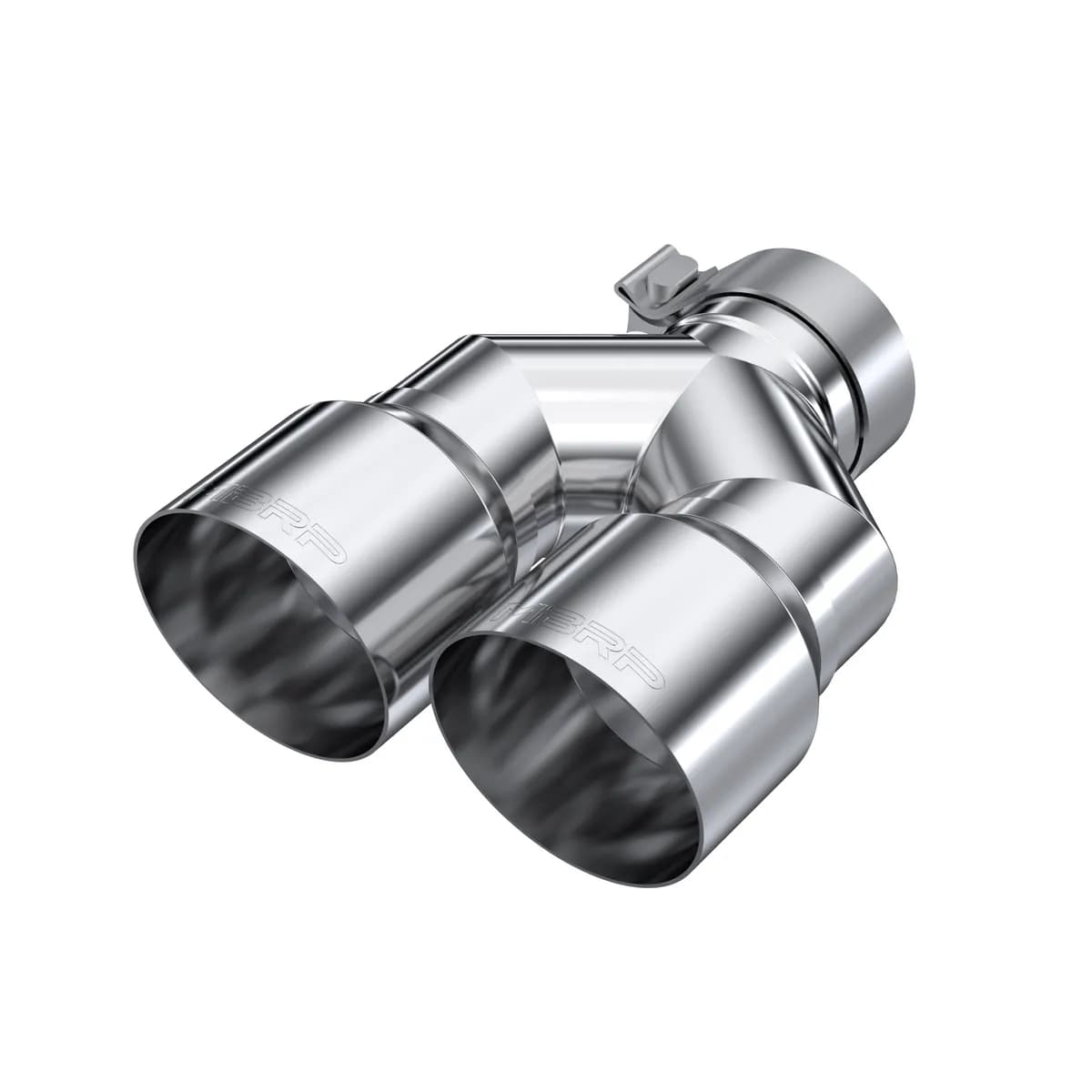 Armor Pro Exhaust Tip; 3 in. Inlet Diameter; 4 in. Outlet Diameter; Left Tip 9.87 in. Length; Right Tip 9.37 in. Length; T304 Stainless Steel; Dual Out; Mirror Polished;