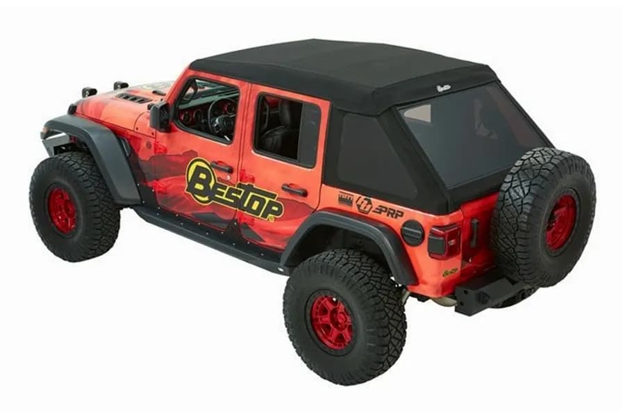 Trektop Ultra Slantback Soft Top For Jeep 2018-Current Wrangler JL 4 Door Black Bestop
