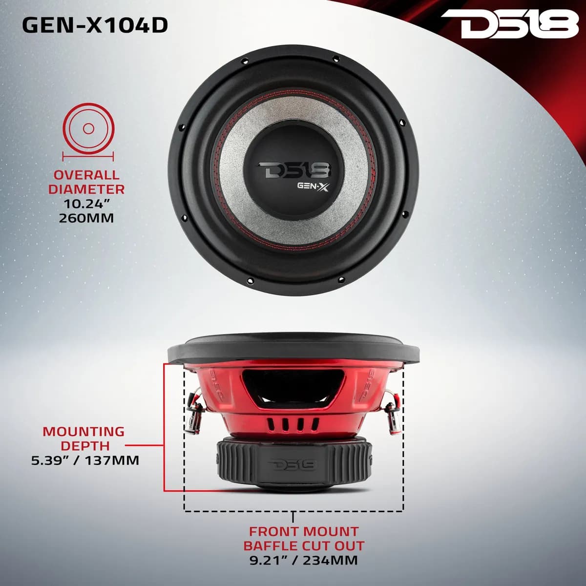 "GEN-X 10"" Subwoofer 400 Watts Rms DVC 4-Ohm"