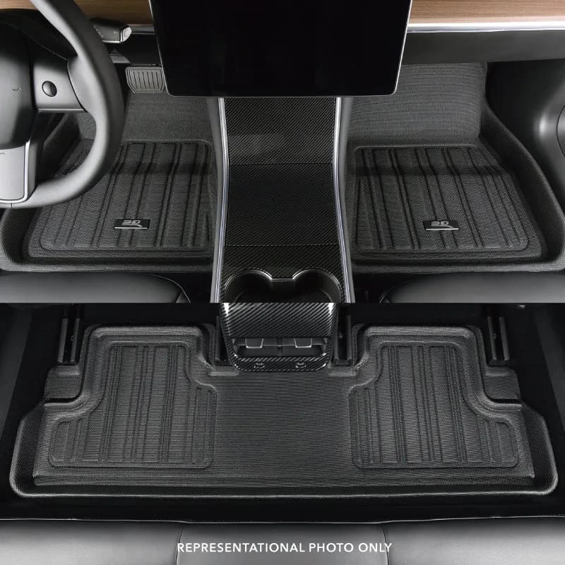 24c Tesla Model 3 Elitect Floorliner Row 1 & 2 Black