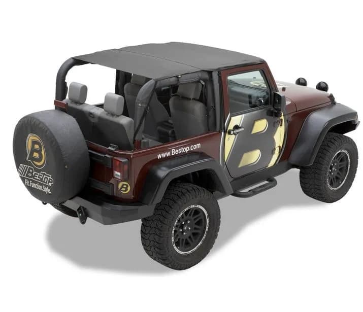 Jeep Bikini Top Header Safari Bikini Tops For Jeep 2010-2018 Wrangler JK 2 Door Black Diamond Fabric Bestop