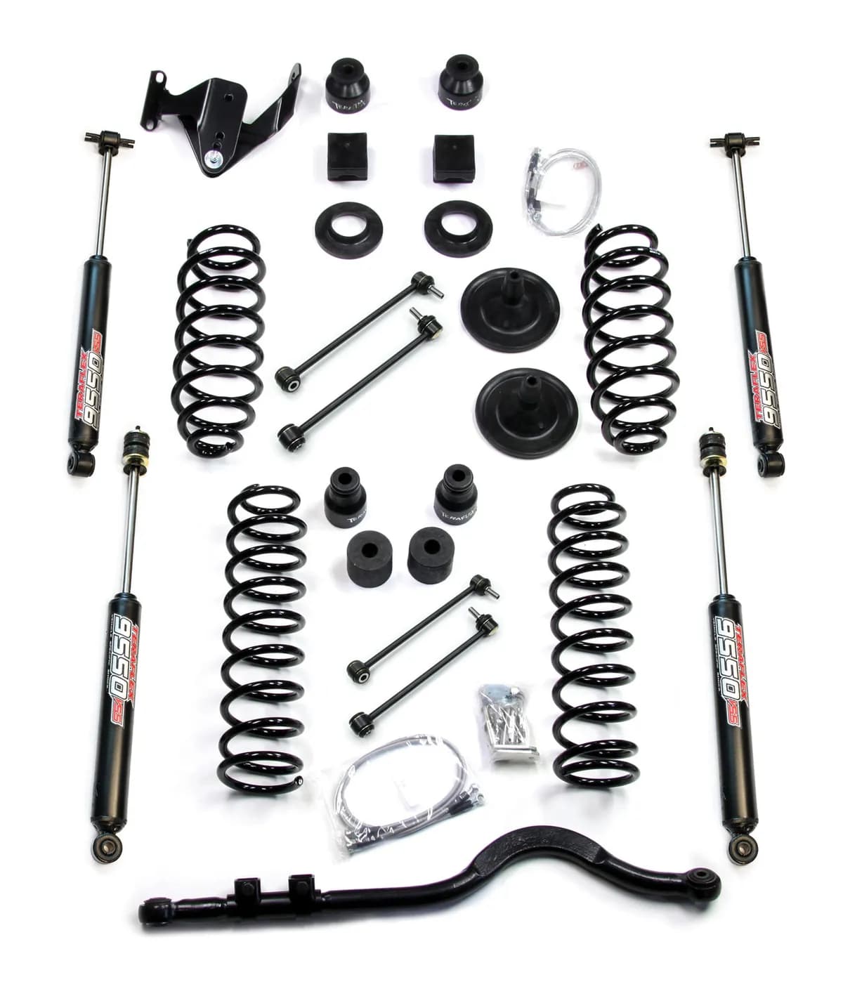 (Kit) JK 4 Door 4in Lift Kit W/ All (4) 3in4in Shocks Front Trackbar