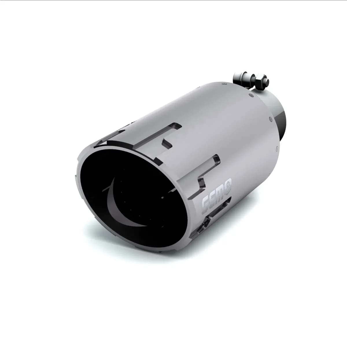 GEM Billet Exhaust Tip; 3 in. Inlet/5 in. Outlet x 12 in. Length; Billet Aluminum And 304 Stainless Steel; HAMMER Cut; Chrome Finish;